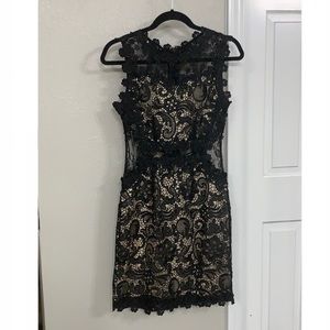 Soieblu black lace and mesh short dress